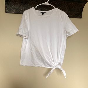 White cotton t-shirt with a side tye.